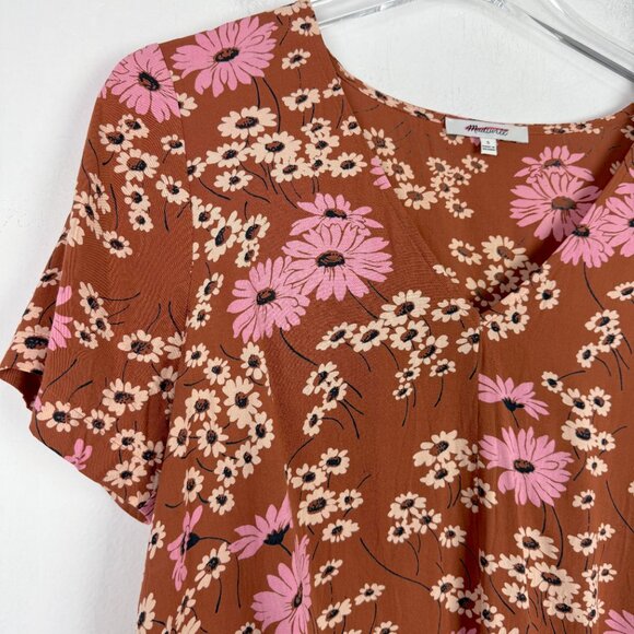 Madewell Novel Tie-Front Top in Hillside Daisies Burnt Clay Size Small S - Picture 3 of 12